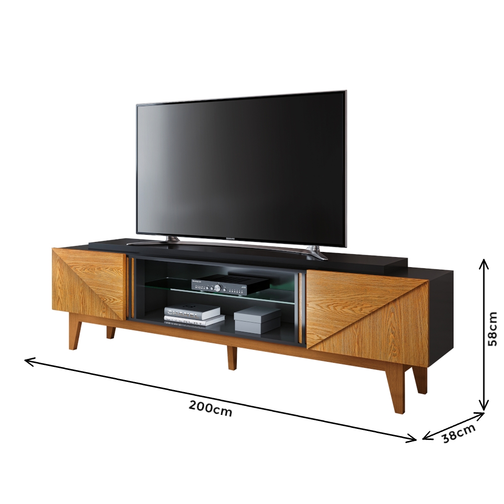Rack para TV até 70 Polegadas 2m Pés em Madeira Maciça | Schumann