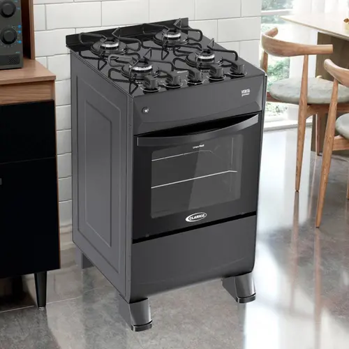 Fogão 4 Bocas Clarice Verita Gourmet com Acendimento Automático e Mesa de Vidro Temperado - Preto Bivolt