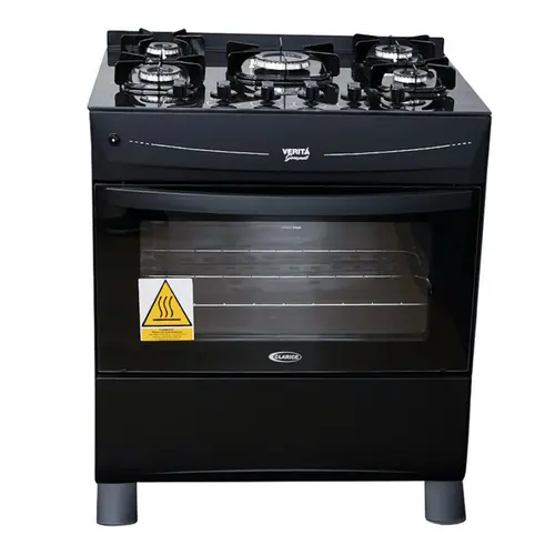 Fogão 5 Bocas Clarice Verita Gourmet com Acendimento Automático e Mesa de Vidro Temperado - Preto Bivolt