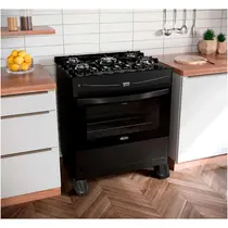 Fogão 5 Bocas Clarice Verita Gourmet com Acendimento Automático e Mesa de Vidro Temperado - Preto Bivolt