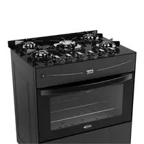 Fogão 5 Bocas Clarice Verita Gourmet com Acendimento Automático e Mesa de Vidro Temperado - Preto Bivolt