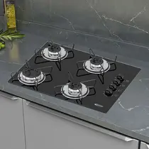 Cooktop 4 Bocas a Gás Clarice com Mesa em Vidro Temperado Preto – Bivolt