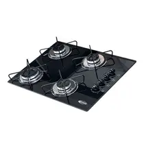 Cooktop 4 Bocas a Gás Clarice com Mesa em Vidro Temperado Preto – Bivolt