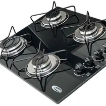 Cooktop 4 Bocas a Gás Clarice com Mesa em Vidro Temperado Preto – Bivolt