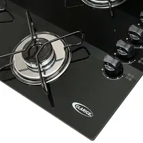 Cooktop 4 Bocas a Gás Clarice com Mesa em Vidro Temperado Preto – Bivolt