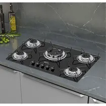 Cooktop 5 Bocas a Gás Clarice Tripla Chama com Mesa em Vidro Temperado Preto – Bivolt