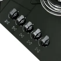 Cooktop 5 Bocas a Gás Clarice Tripla Chama com Mesa em Vidro Temperado Preto – Bivolt