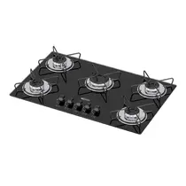 Cooktop 5 Bocas a Gás Clarice Mega Chama com Mesa em Vidro Temperado Preto – Bivolt