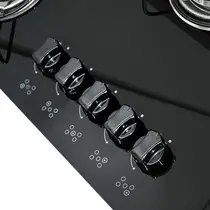 Cooktop 5 Bocas a Gás Clarice Mega Chama com Mesa em Vidro Temperado Preto – Bivolt
