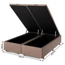 Base Baú para Cama Box King Cristalflex Suede 193x203x36cm - Marrom