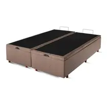 Base Baú para Cama Box King Cristalflex Suede 193x203x36cm - Marrom