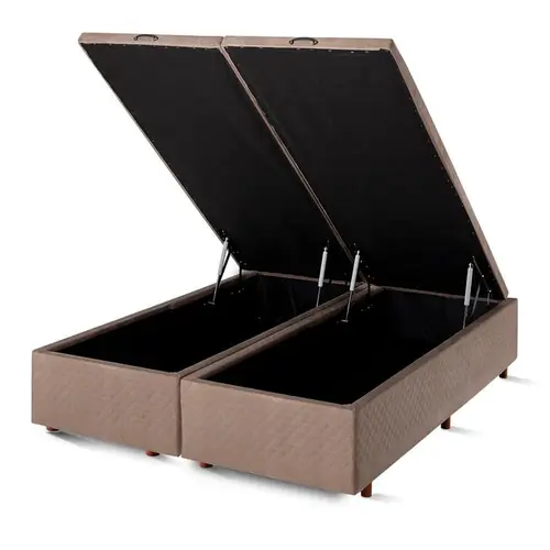 Base Baú para Cama Box King Cristalflex Suede 193x203x36cm - Marrom
