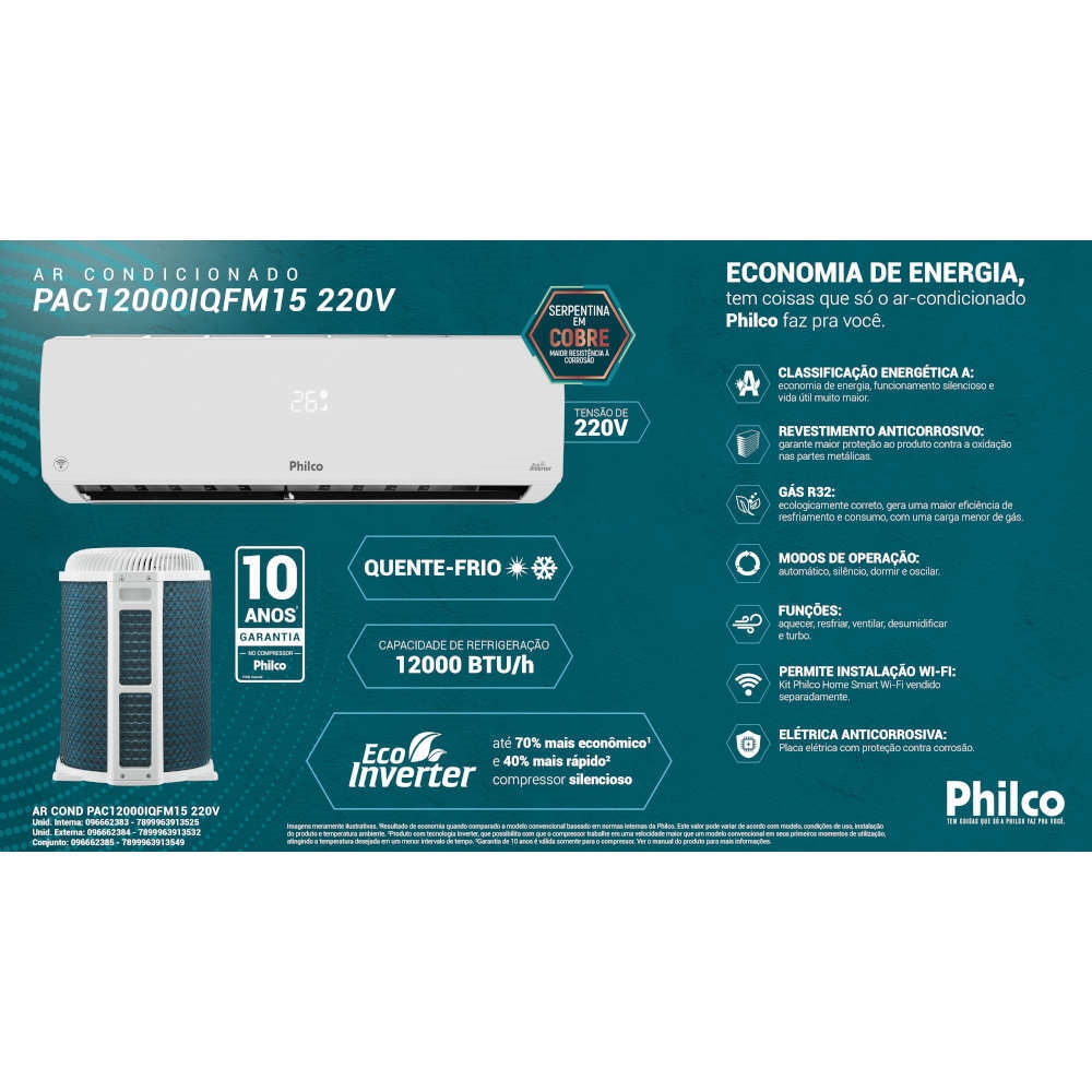 Ar Condicionado Split 12000 BTUS Philco Eco Inverter 2 Schumann Ar Condicionado Split 12000 BTUS Philco Eco Inverter 2 Schumann