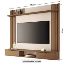 Painel para TV até 70 Polegadas 180cm 2 Portas 1 Prateleira HB Móveis Solus