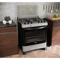 Fogão 5 Bocas Clarice Fascino Tripla Chama com Mesa em Inox e Acendimento Automático Kromanox/Fosco-Bivolt