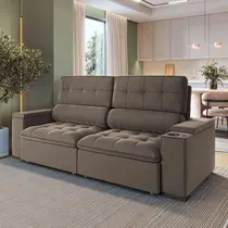 Sofá 3 Lugares 2,5m Retrátil/Reclinável com Porta Copos e Tomada USB Veludo Luxe Olm Medellin