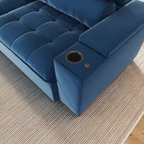 Sofá 3 Lugares 2,5m Retrátil/Reclinável com Porta Copos e Tomada USB Veludo Luxe Olm Medellin