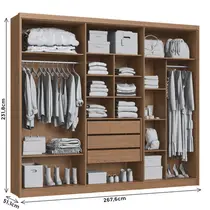 Guarda-Roupa Casal 6 Portas 3 Gavetas Castro Florence