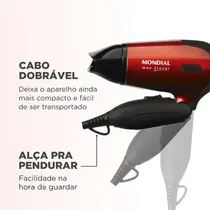 Secador de Cabelo Mondial Max Travel SC-10 1200W Vermelho/Preto - Bivolt