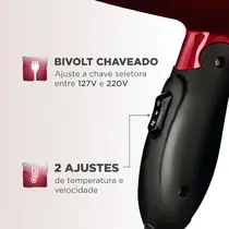 Secador de Cabelo Mondial Max Travel SC-10 1200W Vermelho/Preto - Bivolt