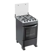 Fogão 4 Bocas Clarice Vitale com Mesa em Aço Inox e Acendimento Automático Preto - Bivolt
