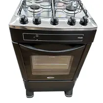 Fogão 4 Bocas Clarice Vitale com Mesa em Aço Inox e Acendimento Automático Preto - Bivolt