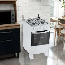 Fogão 4 Bocas Clarice Delicato com Mesa de Inox Branco - Bivolt
