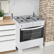 Fogão 5 Bocas Clarice Delicato Plus com Mesa de Inox Branco - Bivolt