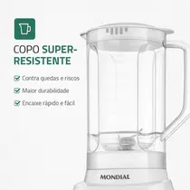 Liquidificador Mondial 550W 2,2 Litros Pratic Power L-97-W Branco
