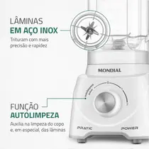 Liquidificador Mondial 550W 2,2 Litros Pratic Power L-97-W Branco