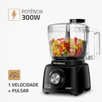 Mini Processador Mondial Turbo Pratic MP-16-B 300W 500ml Preto