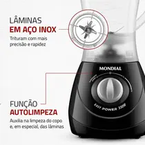 Liquidificador Mondial 550W 1,9 Litros Easy Power L-550-B Preto