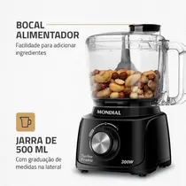 Mini Processador Mondial Turbo Pratic MP-16-B 300W 500ml Preto