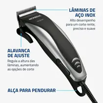 Cortador de Cabelo Mondial Hair Stylo CR-02 10W Preto/Prata
