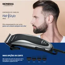 Cortador de Cabelo Mondial Hair Stylo CR-02 10W Preto/Prata