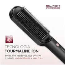 Escova Alisadora Mondial Black Rose EA-07 Preto/Rose - Bivolt
