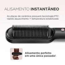 Escova Alisadora Mondial Black Rose EA-07 Preto/Rose - Bivolt