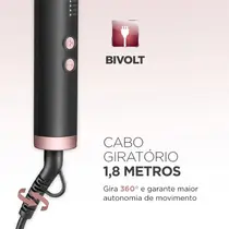 Escova Alisadora Mondial Black Rose EA-07 Preto/Rose - Bivolt