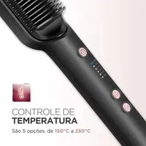 Escova Alisadora Mondial Black Rose EA-07 Preto/Rose - Bivolt