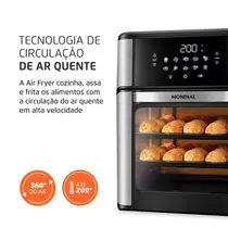 Fritadeira Air Fryer Mondial Forno Oven AFON-12L-BI 12 Litros 2220W Preto/Inox