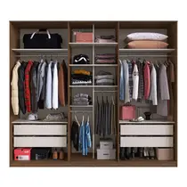 Guarda-Roupa Casal com Espelho 6 Portas 4 Gavetas Edez PH1720