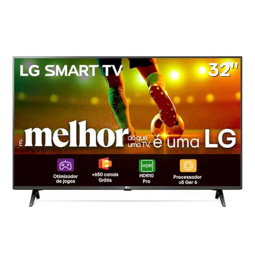 Smart TV 32” LG LED HD 32LR600B WebOS 23 com Comando de Voz HDR 2 HDMI 1 USB