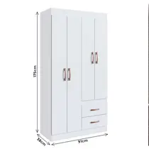 Guarda-Roupa Solteiro 4 Portas 2 Gavetas Doripel Cordova 10204