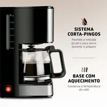 Cafeteira Elétrica Mondial Dolce Arome C-44-32X-SI com Filtro Permanente 800W Preto/ Inox