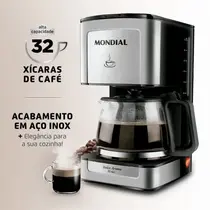 Cafeteira Elétrica Mondial Dolce Arome C-44-32X-SI com Filtro Permanente 800W Preto/ Inox