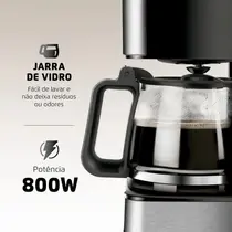 Cafeteira Elétrica Mondial Dolce Arome C-44-32X-SI com Filtro Permanente 800W Preto/ Inox