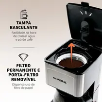 Cafeteira Elétrica Mondial Dolce Arome C-44-32X-SI com Filtro Permanente 800W Preto/ Inox