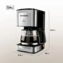 Cafeteira Elétrica Mondial Dolce Arome C-44-32X-SI com Filtro Permanente 800W Preto/ Inox