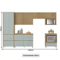 Cozinha Completa 7 Portas 7 Gavetas 100% MDF Nesher Rainha – Nature/Verde