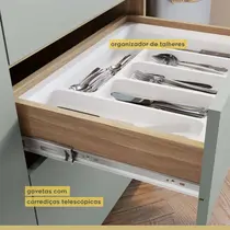 Cozinha Completa 7 Portas 7 Gavetas 100% MDF Nesher Rainha – Nature/Verde